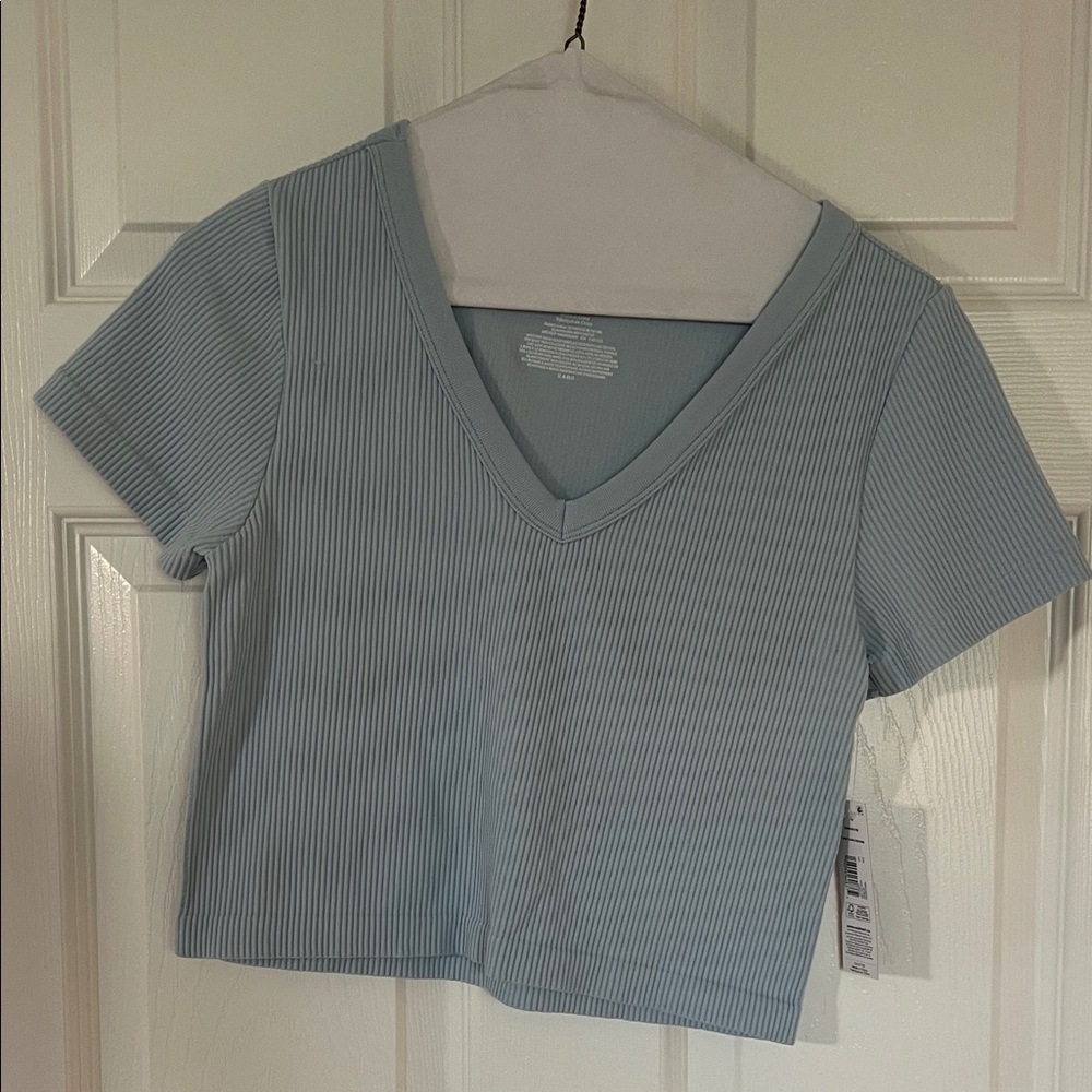 NOBO Sky Blue Ribbed Crop Top